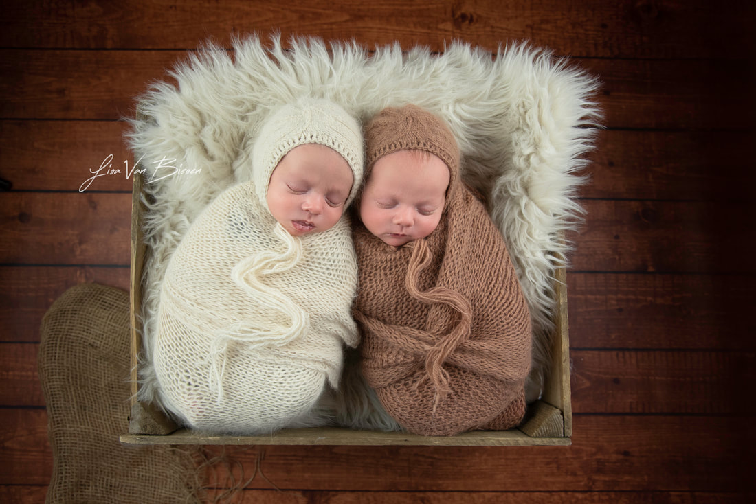 Tweeling fotoshoot Newborn Photography by Lisa Van Biesen Fotografie - Belgische fotograaf Londerzeel 